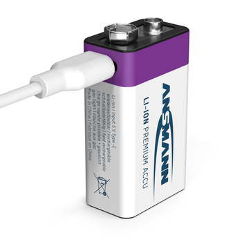 Akumulator Li-Ion ANSMANN E-Block 400mAh 9V USB-C