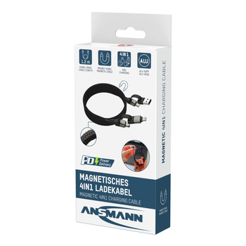 Kabel USB 4w1 ANSMANN magnetyczny 1.2m czarny
