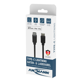 Kabel USB-C/Lightning ANSMANN 1.2m czarny