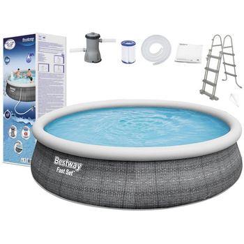 Basen rozporowy Bestway 4,57m x 1,05m 57372 8 w 1 (basen,pompa,węże,sitko,zaciski,filtr,drabina,łatka naprawcza,instrukcja)