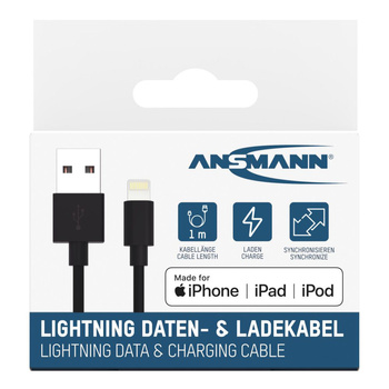 Kabel USB-A/Lightning ANSMANN 1m czarny