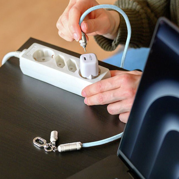 Smycz z kablem USB-C/Lightning ANSMANN 27W 1.2m niebieska