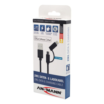 Kabel USB 3w1 ANSMANN 1.2m czarny