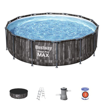 Basen stelażowy Bestway 4,27m x 1,07m 5614Z 10 w 1 (basen,pompa,filtr,węże,zaciski,sitko,drabinka,pokrywa,zaślepki,łatka,instrukcja)