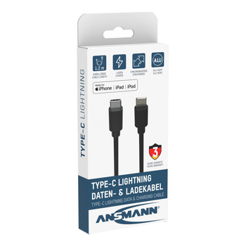Kabel USB-C/Lightning ANSMANN 1.2m czarny