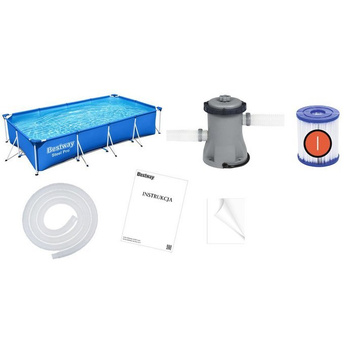 Basen stelażowy Bestway 4,00m x 2,11m x 81cm 56424 8 w 1 (basen,pompa,filtr,węże,aciski,sitko,łatka,instrukcja)