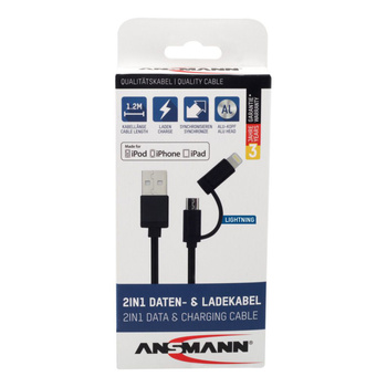 Kabel USB 3w1 ANSMANN 1.2m czarny