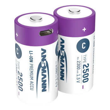 Akumulatory Li-Ion ANSMANN C 2500mAh 1.5V USB-C - 2szt.