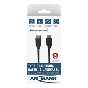 Kabel USB-C/Lightning ANSMANN 1.2m czarny
