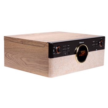Miniwieża Denver MRD-180 z gramofonem i radio DAB+/FM drewniana