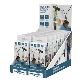 Smycz z kablem USB-C/Lightning ANSMANN 27W 1.2m czarna