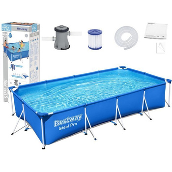 Basen stelażowy Bestway 4,00m x 2,11m x 81cm 56424 8 w 1 (basen,pompa,filtr,węże,aciski,sitko,łatka,instrukcja)