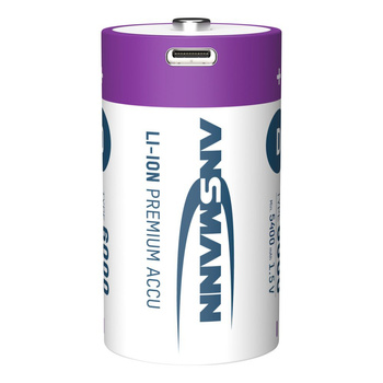 Akumulatory Li-Ion ANSMANN D 6000mAh 1.5V USB-C - 2szt.