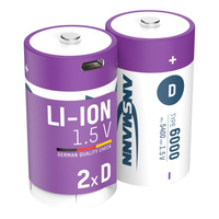 Akumulatory Li-Ion ANSMANN D 6000mAh 1.5V USB-C - 2szt.